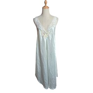 Etienne Vintage Light Blue Satin Embroidered Nightie